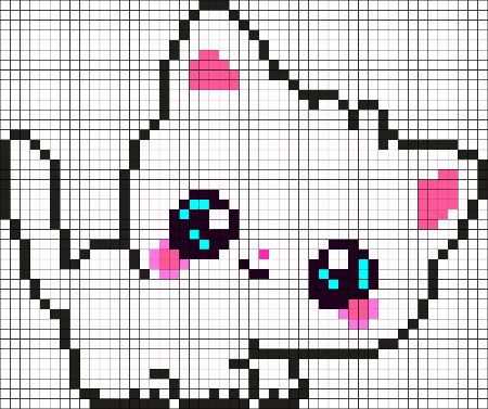 Cute White Cat Perler Beads Pattern