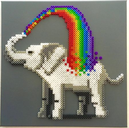 Magical Elephant with a Rainbow of Perler Beads