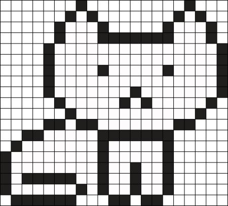 Simple Black & White Cat Perler Beads Pattern