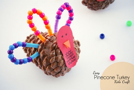 Pinecone Turkey Decorated with Pipe Cleaners