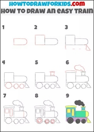 How to Draw a Train VIDEO & Step-by-Step Pictures