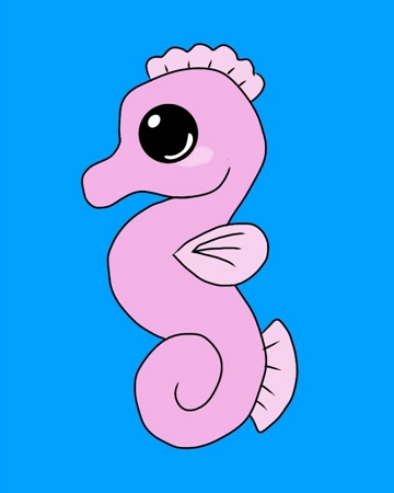 how to draw a seahorse step by step for kids