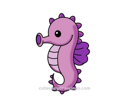 how to draw a seahorse step by step for kids