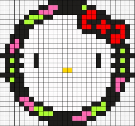 hellokitty, Hello Kitty beadsprite, made of Perler fuse bea…