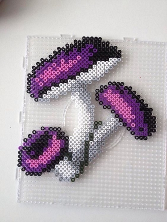 Mushroom Mood vibing purple pixel art bead sprite perler craft beads kandi  decor