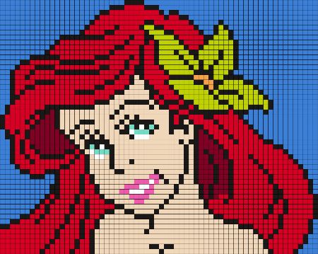 Ariel Portrait Perler Bead Pattern