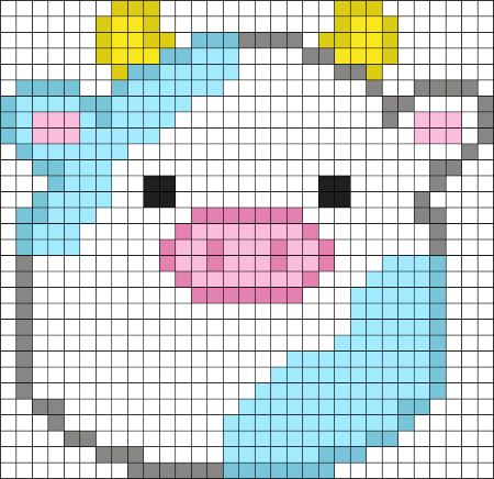 Blue Cow Perler Beads Pattern