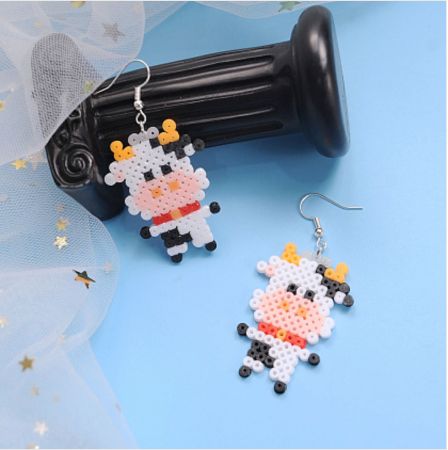 Cow Earrings Perler Beads