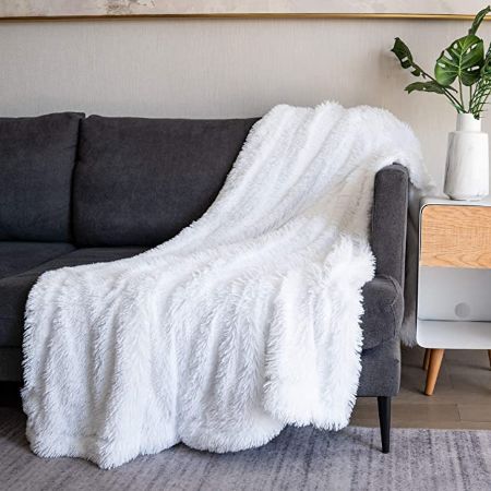 Fuzzy Faux Fur Throw Blanket
