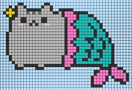 Kitty Mermaid Perler Bead Pattern