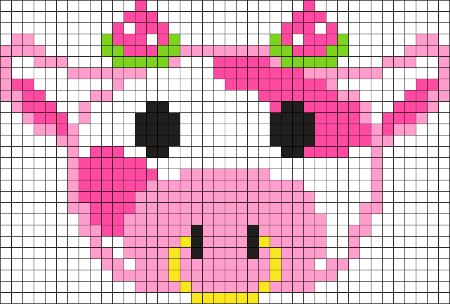 Strawberry Cow Perler Bead Pattern