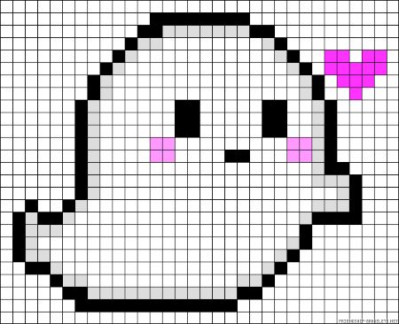 Ghost with Heart Perler Bead Pattern