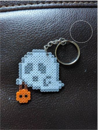 Ghost with Trick or Treat Bucket Perler Beads