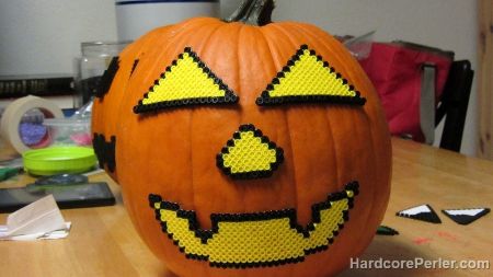 Pumpkin Faces Made from Perler Beads