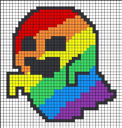 Rainbow Ghost Perler Bead Pattern