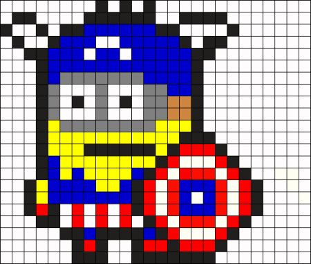 Captain America Minion Perler Bead Pattern