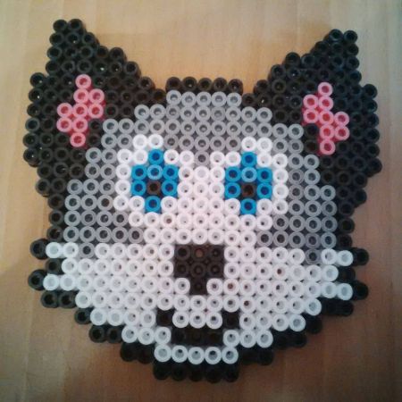 Cute Wolf Face Perler Beads