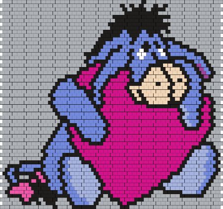 Eeyore Hugging A Heart Bead Pattern