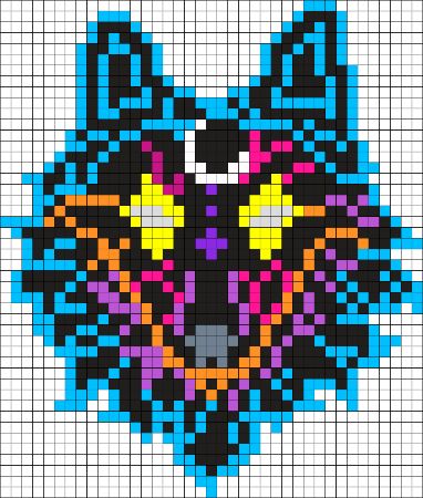 Galaxy Wolf Perler Bead Pattern