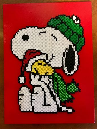 Holiday-themed Snoopy Perler Pattern