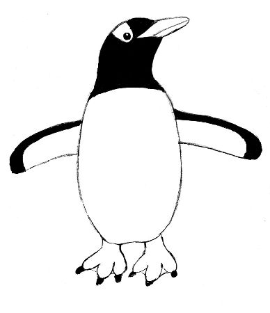 Huggable Penguin Drawing