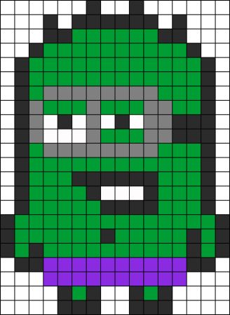 Hulk Minion Perler Bead Pattern