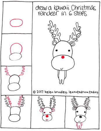 Kawaii Reindeer Step-by-Step Drawing