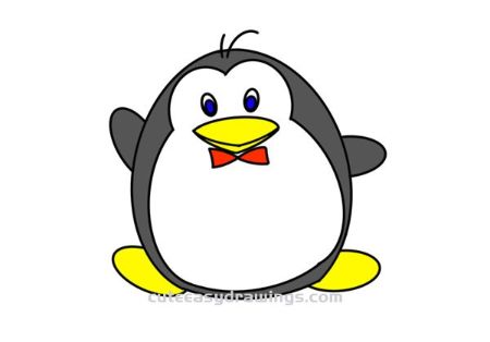 Penguin with a Bow Drawing