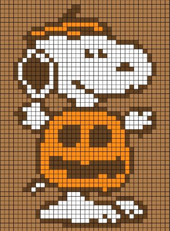 Pumpkin Snoopy Perler Bead Pattern