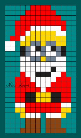 Santa Minion Perler Pattern