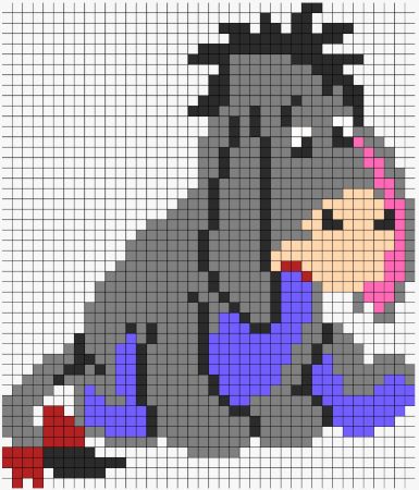 Sitting Eeyore Perler Bead Pattern