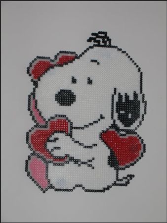 Snoopy Puppy with Hearts Perler Beads