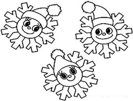 Snowflakes with Santa Hats Drawing