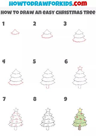 Step-by-Step Christmas Tree Drawing