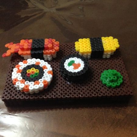 Sushi on Tray Perler Beads