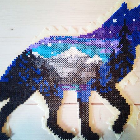 Wolf Outline and Nature Perler Beads