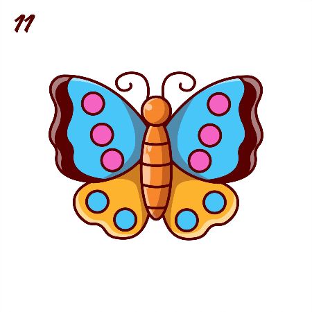 Butterfly with Circle-Patterned Wings Drawing