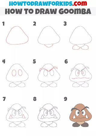 how to draw mario characters step by step for kids