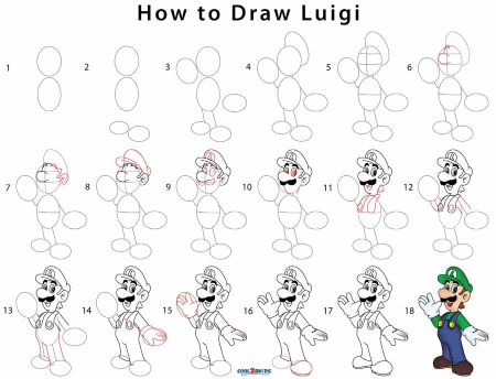 how to draw mario characters step by step for kids