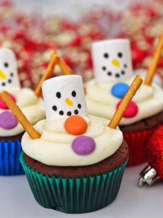 Melted Snowman Cupcakes