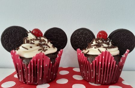 Mickey Mouse Cupcakes with Cherries