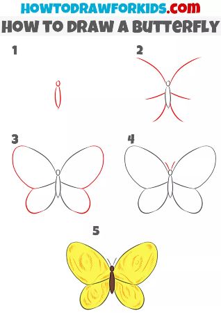 Pretty Yellow Butterfly Drawing