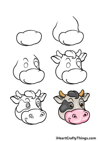 3D Cow Face Drawing