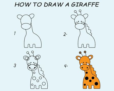 how to draw a giraffe for kids