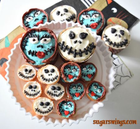 Adorable Jack and Sally Cupcakes