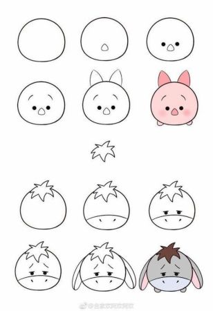 Adorable Piglet and Eeyore Combo Drawing