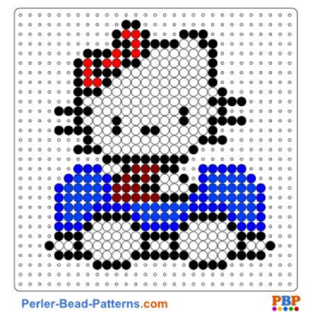 Hello Kitty on a Car Perler Bead Pattern