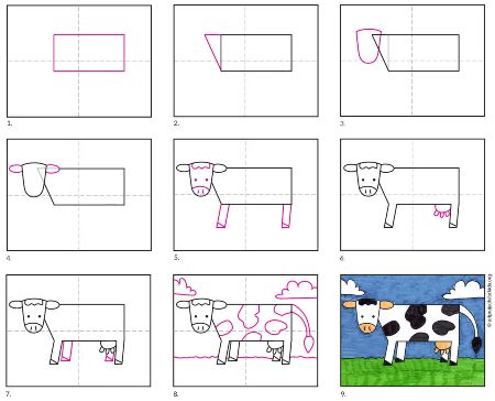 18 Easy Drawings of Cows for Beginners - Cool Kids Crafts