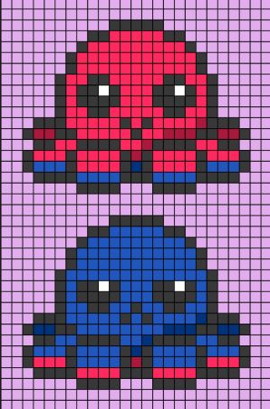 Reversible Octopus-Inspired Perler Beads Pattern