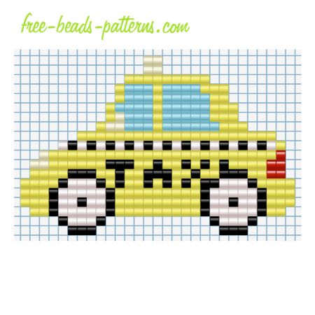 Taxi Car Perler Bead Pattern